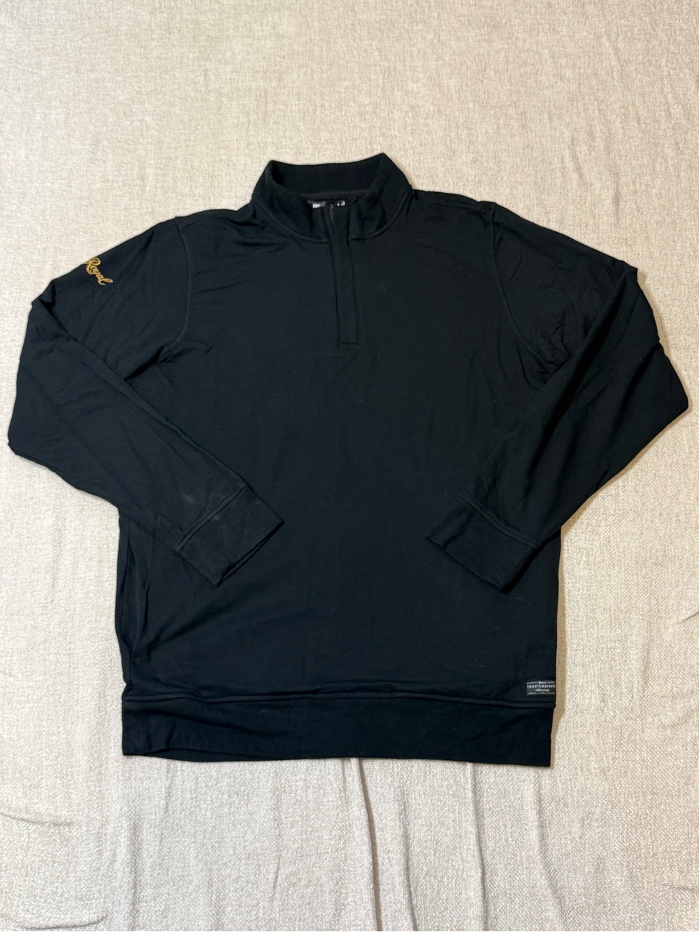 TravisMathew Crown Royal Quarter Zip Pullover L Black Golf Quiet Luxury